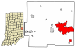 Wayne County Indiana Incorporated and Unincorporated areas Richmond Highlighted 1864260